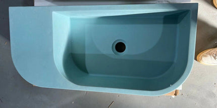 New Concrete Cement Wash Basin Counter Top Matte Teal Wall Hung Basin