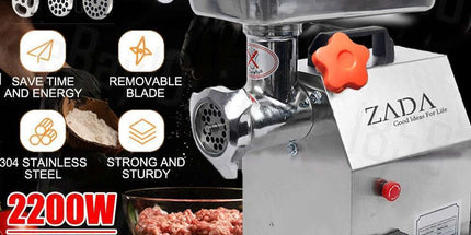 1.63HP Commercial Meat Mincer- Electric Grinder & Sausage Maker Filler 1200W