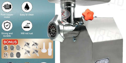 1.63HP Commercial Meat Mincer- Electric Grinder & Sausage Maker Filler 1200W