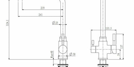 2023 Brushed Brass Gold L shape 3 way filter water kitchen mixer tap faucet Stainless steel Made PVD plated