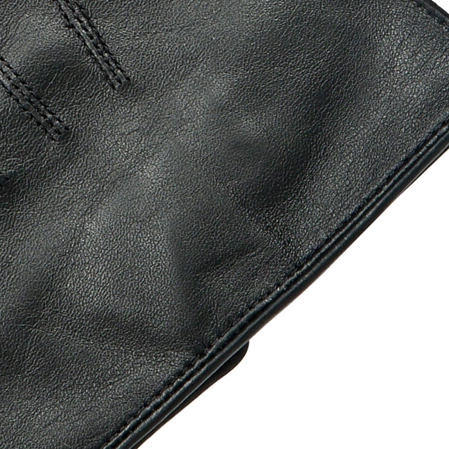 Dents Mens Classic Sandhurst Unlined Leather Gloves With 3-Point Stitch Detail Palm Vent & Dents Press Stud Fastening - Black - 8