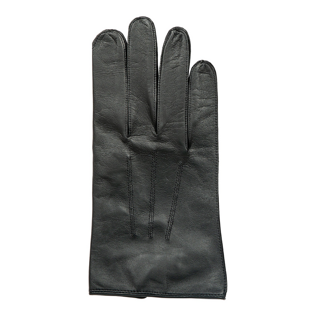 Dents Mens Classic Sandhurst Unlined Leather Gloves With 3-Point Stitch Detail Palm Vent & Dents Press Stud Fastening - Black - 8