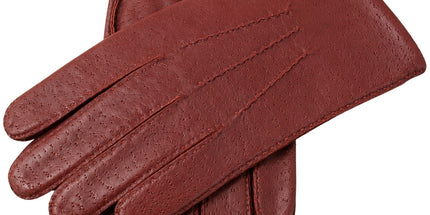 Kent Mens Perforated Leather Gloves 3 Point Stitch Palm Vent Lined - English Tan