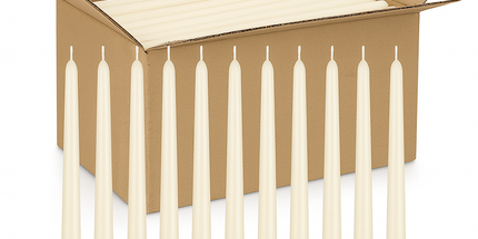 144x Tapered Dinner Candles Unscented Taper Wedding Candle 25cm in Ivory