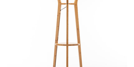 168cm Large Bamboo Wooden Tripod Floor Lamp Light Modern Linen Shade w Shelves