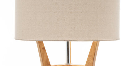 168cm Large Bamboo Wooden Tripod Floor Lamp Light Modern Linen Shade w Shelves