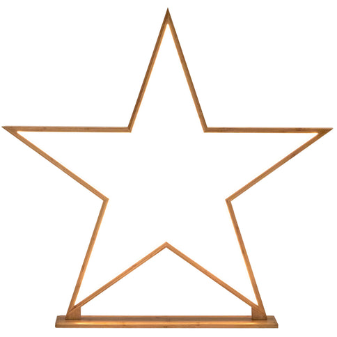 Natural 2x Large Bamboo Star w/ LED Strip Table Lamp Light Minimalist