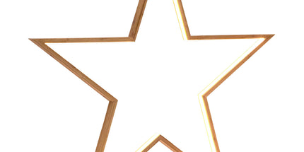 2x Large Bamboo Star w/ LED Strip Table Lamp Light Modern Minimalist Decor - Natural