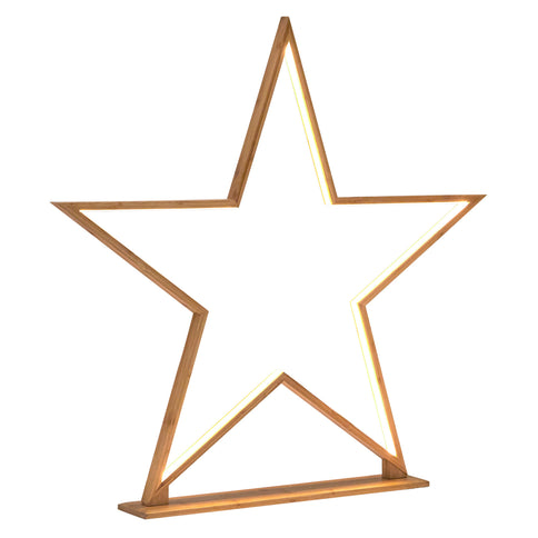 Natural 2x Large Bamboo Star w/ LED Strip Table Lamp Light Minimalist