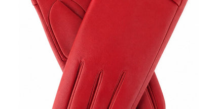 Womens Genuine Leather Gloves Fine Fleece Thermal Lining Pleat Detail - Berry Tyack eCommerce Solutions