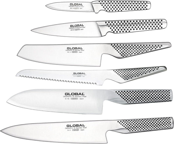 Global Zeitaku 7pc Japanese Knife Block Set Made in Japan in Black