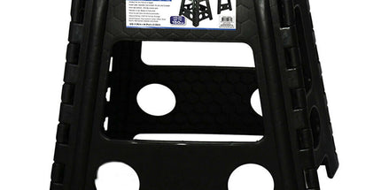 125kg Plastic Folding Step Stool 39cm Portable Chair Flat Indoor/Outdoor Home - Black