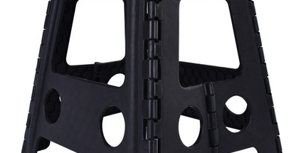 125kg Plastic Folding Step Stool 39cm Portable Chair Flat Indoor/Outdoor Home - Black