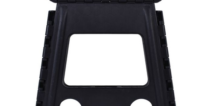 125kg Plastic Folding Step Stool 39cm Portable Chair Flat Indoor/Outdoor Home - Black