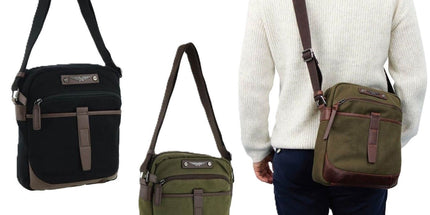 POLICE Wings Mens Canvas Crossbody Bag in Black Tyack eCommerce Solutions