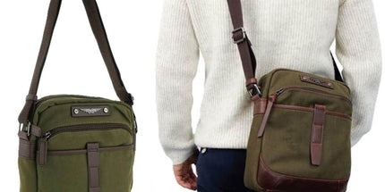 POLICE Wings Mens Canvas Crossbody Bag in Dark Olive Tyack eCommerce Solutions