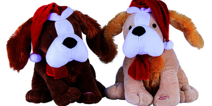 30cm Christmas Xmas Musical Dog Santa Hat Jingle Bells Decoration