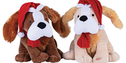 30cm Christmas Xmas Musical Dog Santa Hat Jingle Bells Decoration