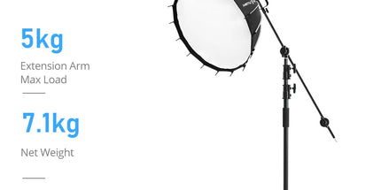 150-330cm Black Heavy Duty C-Stand Adjustable Light Stand Load 20KG Capacity