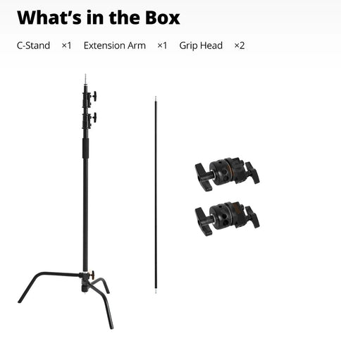 150-330cm Black Heavy Duty C-Stand Light Stand Load 20KG Capacity