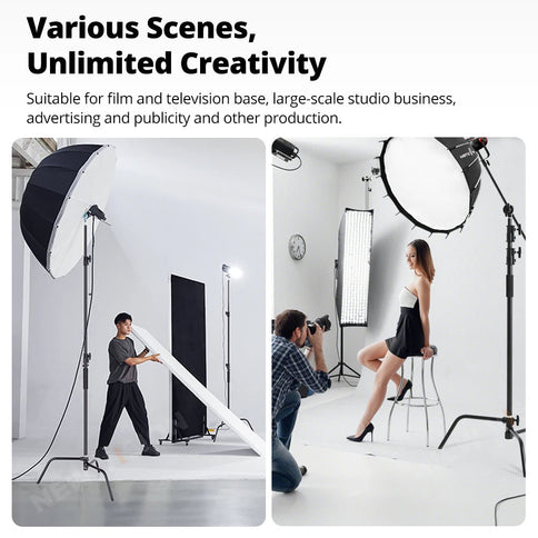 150-330cm Black Heavy Duty C-Stand Light Stand Load 20KG Capacity