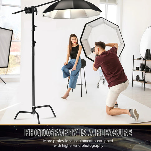 150-330cm Black Heavy Duty C-Stand Light Stand Load 20KG Capacity