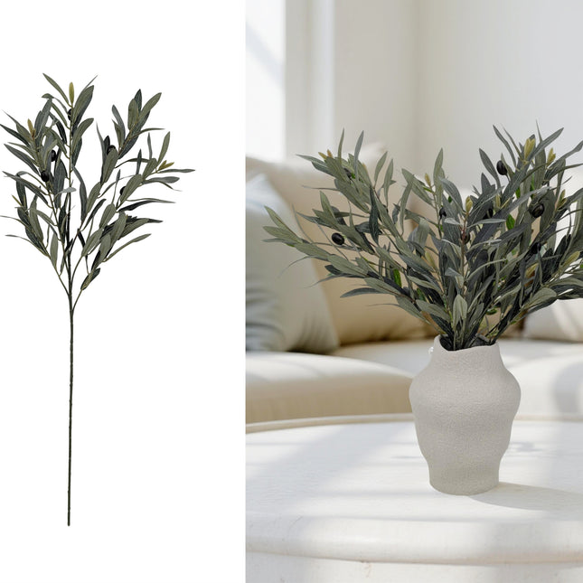 bulk 12 Artificial Olive Leaves Spray 7 Branches 80cm