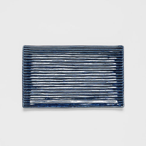 Sushi Plate 24cm Blue Contour Glaze