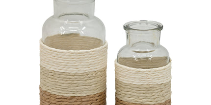 bulk 24 Paper Rope Glass Jar 16cm