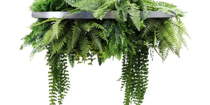 Silver Artificial Hanging Green Wall Disc 80cm UV Resistant Foliage