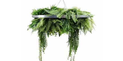 Silver Artificial Hanging Green Wall Disc 80cm UV Resistant Foliage