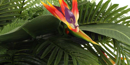 Artificial Hanging Plant Arrangement With Tropical Flowers in a Rectangular Arrangement 100cm x 30cm Mesh + Foliage