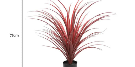 Burgundy Potted Artificial Long Grass (Yucca Grass) 75cm UV Resistant
