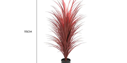 Burgundy Potted Artificial Long Grass (Yucca Grass) 115cm UV Resistant