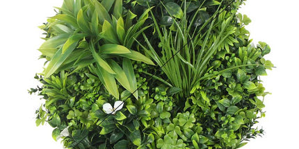 Slimline Flowering White Artificial Green Wall Disc UV Resistant 100cm (White Frame)