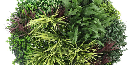 Slimline Artificial Green Wall Disc Art 100cm Grassy Fern UV Resistant (Black)