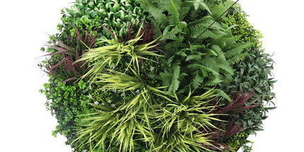 Slimline Artificial Green Wall Disc Art 100cm Grassy Fern UV Resistant (Black)