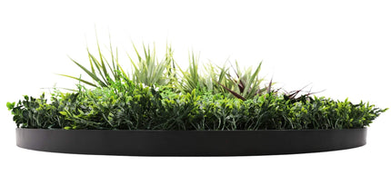 Slimline Artificial Green Wall Disc Art 100cm Grassy Fern UV Resistant (Black)