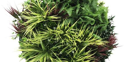 Slimline Artificial Green Wall Disc Art 80cm Grassy Fern UV Resistant (White)