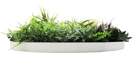 Slimline Artificial Green Wall Disc Art 80cm Grassy Fern UV Resistant (White)