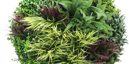Slimline Artificial Green Wall Disc Art 100cm Grassy Fern UV Resistant (White)