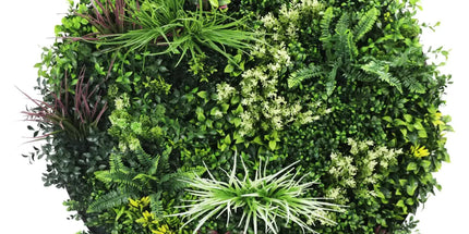 Slimline Artificial Green Wall Disc Art 100cm Colour Fresh UV Resistant (Black)