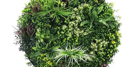 Slimline Artificial Green Wall Disc Art 100cm Colour Fresh UV Resistant (White)