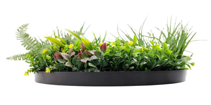 Slimline Artificial Green Wall Disc Art 60cm Country Fern UV Resistant (Black)