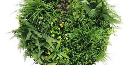 Slimline Artificial Green Wall Disc Art 80cm Country Fern UV Resistant (Black)