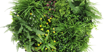 Slimline Artificial Green Wall Disc Art 80cm Country Fern UV Resistant (Black)