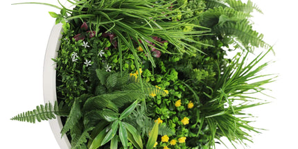 Slimline Artificial Green Wall Disc Art 60cm Country Fern UV Resistant (White)