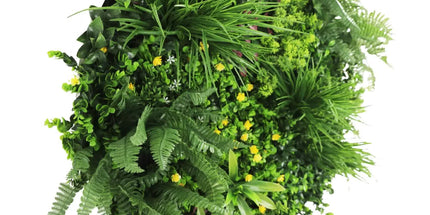 Slimline Artificial Green Wall Disc Art 80cm Country Fern UV Resistant (White)