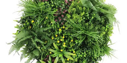 Slimline Artificial Green Wall Disc Art 80cm Country Fern UV Resistant (White)