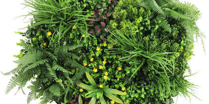 Slimline Artificial Green Wall Disc Art 80cm Country Fern UV Resistant (White)